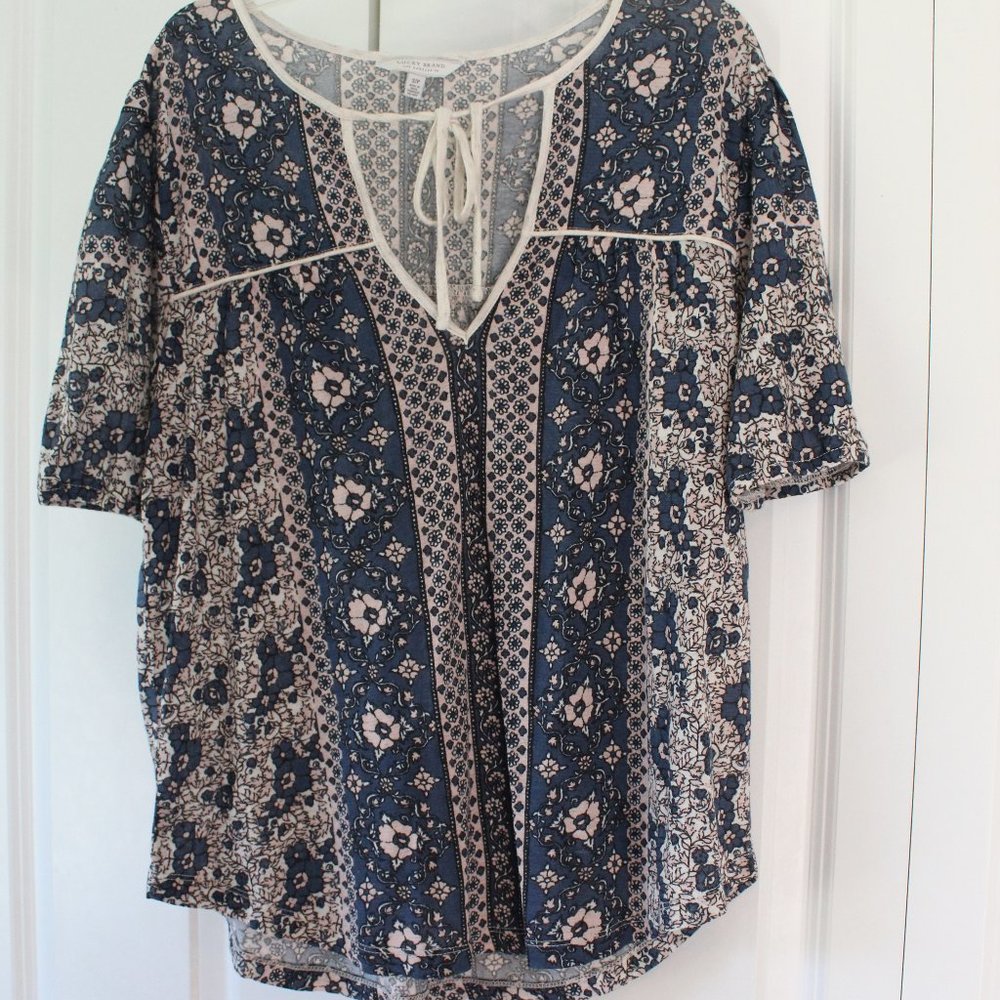 Lucky Brand Boho Short Sleeve Top Womens Size Small